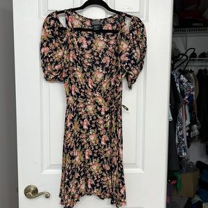 Angie Wrap Cold Shoulder Floral Dress
